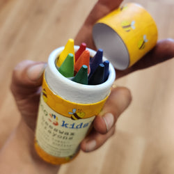 Beeswax Crayons, Triangle Shaped in round canister.