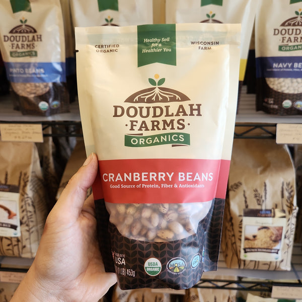 Doudlah Farms Organics Cranberry Beans - grown in Evansville, WI - 1 lb