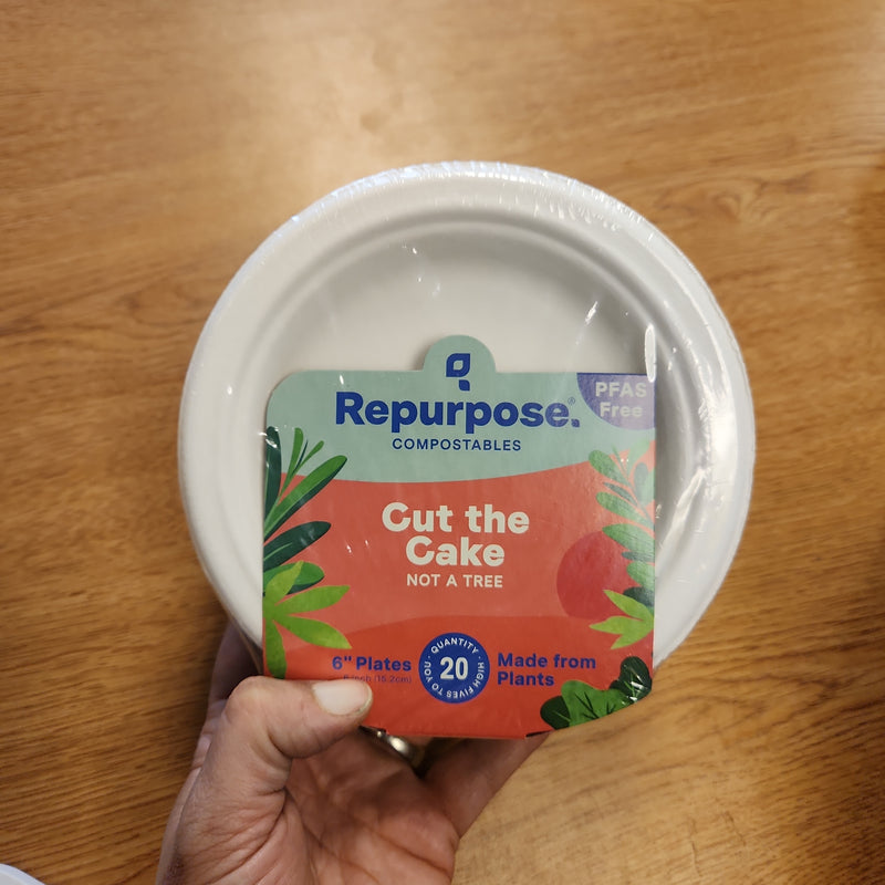 Compostable 6" Paper Plates - Made From Sugarcane Waste and Wood Pulp - 20 ct.