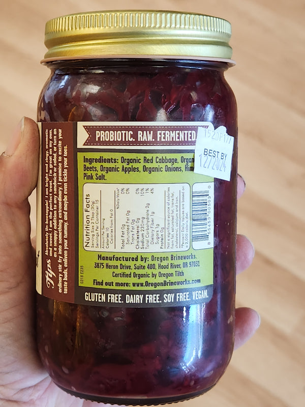 Oregon Brineworks Fermented Beet/Apple Sauerkraut - 16 oz