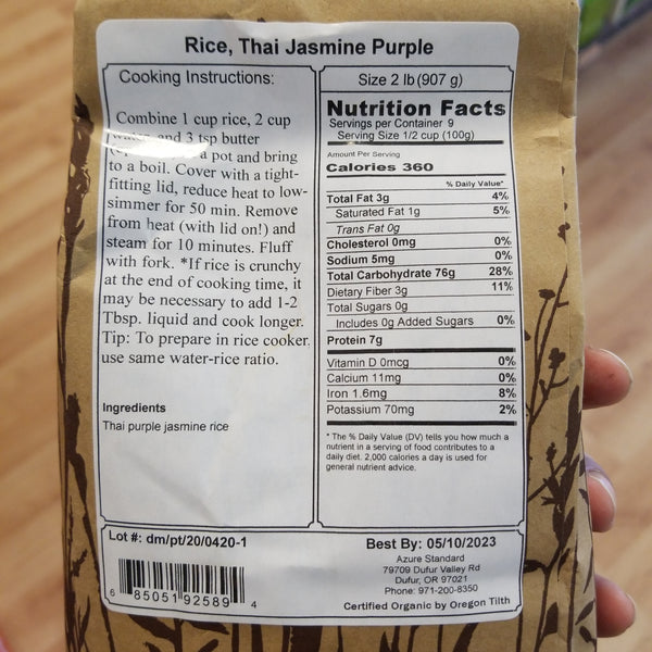 Purple Thai Jasmine Rice - Azure Market - Non-GMO - 2 lbs