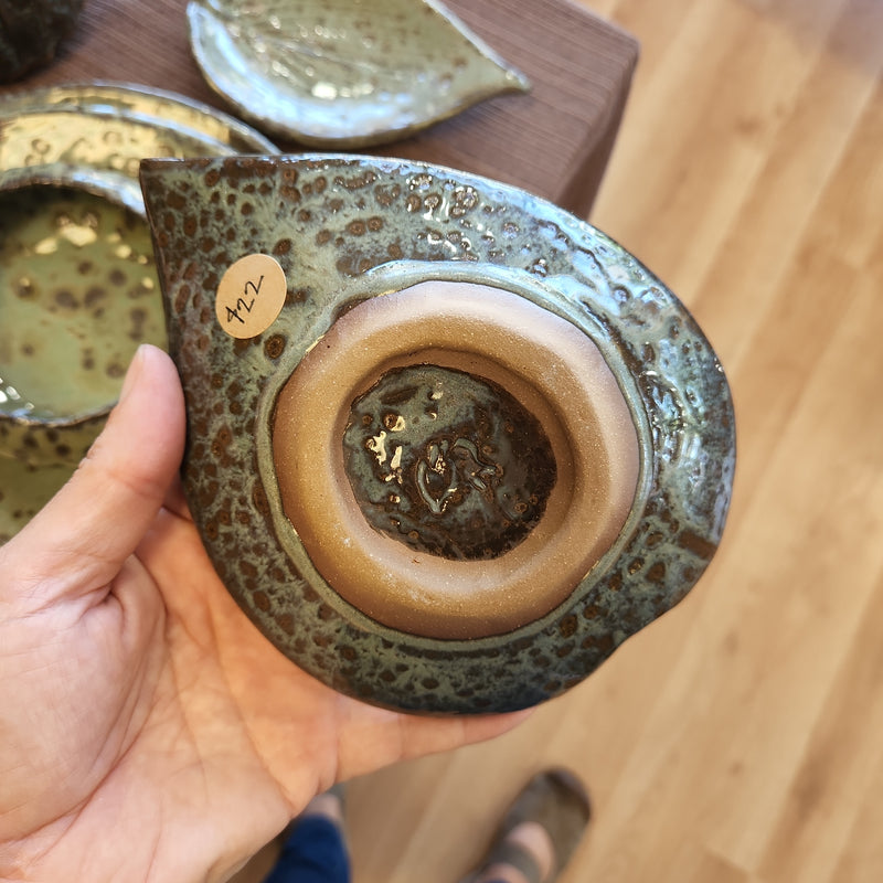 Small Leaf Dish with Foot - Hand Built Pottery by Authentic Arts
