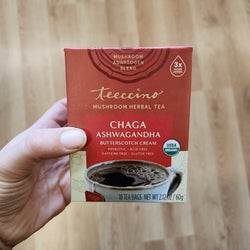 Teeccino Mushroom Herbal Tea - Chaga Ashwagandha Butterscotch Cream - 10 tea bags