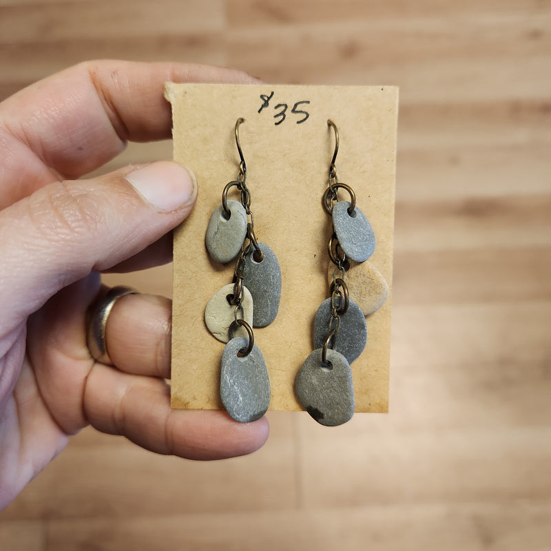 4 Stone Earrings - Lake Michigan Stones