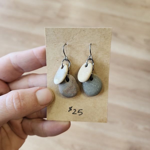 2 Stone Earrings - Lake Michigan Stones