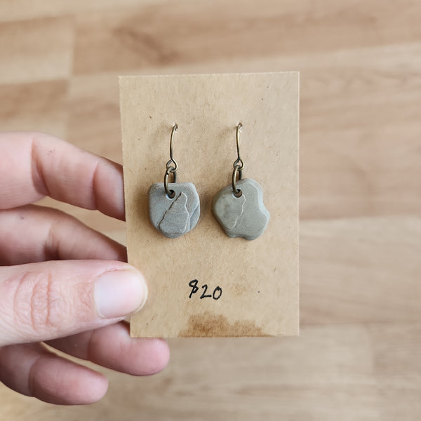 1 Stone Earrings - Lake Michigan Stones