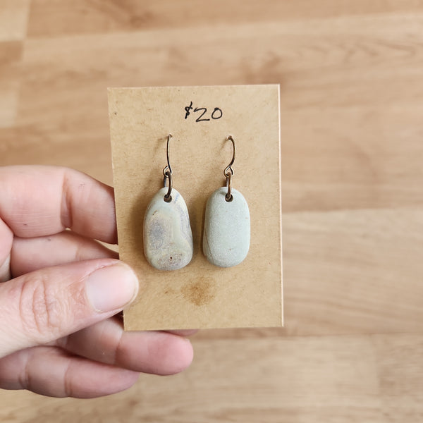1 Stone Earrings - Lake Michigan Stones