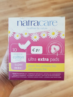 Natracare Ultra Extra Pads with Wings Super 10 count