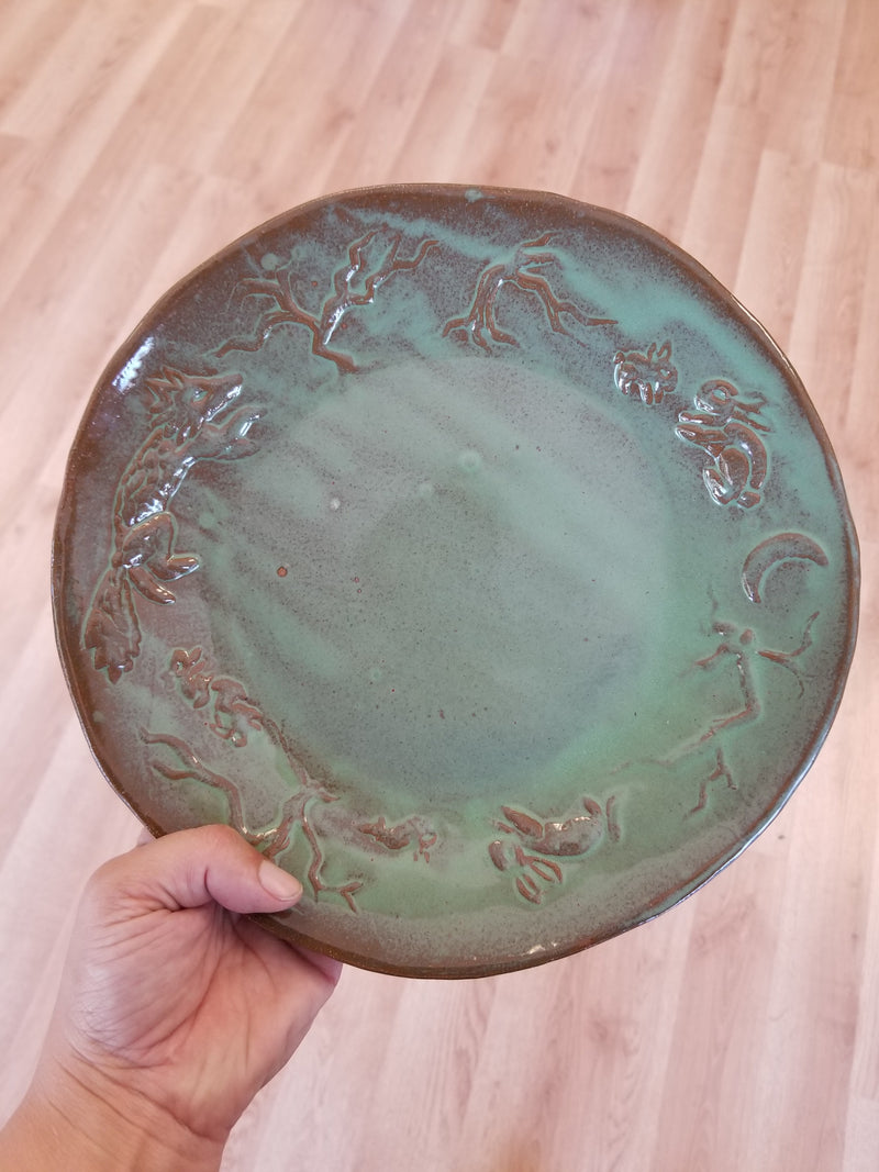 Bunnies and Foxes Pottery Plate