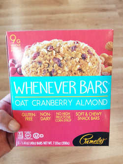 Pamela's Whenever Bars - Oat Cranberry Almond - Gluten Free - 5 bars