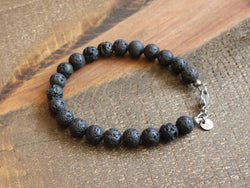 Men's Beaded Bracelet - Black Lava Beads