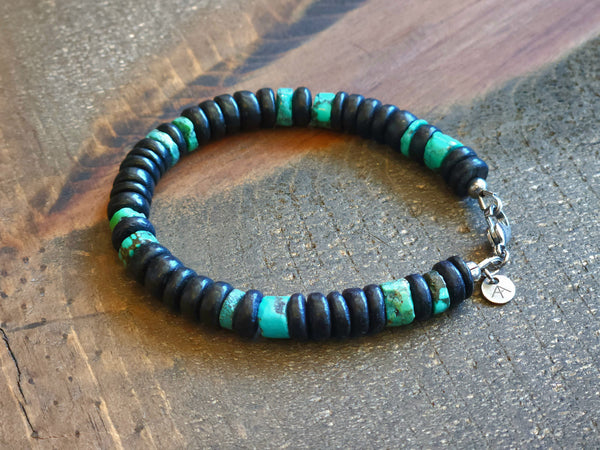 Men's Beaded Bracelet - Midnight Turquoise