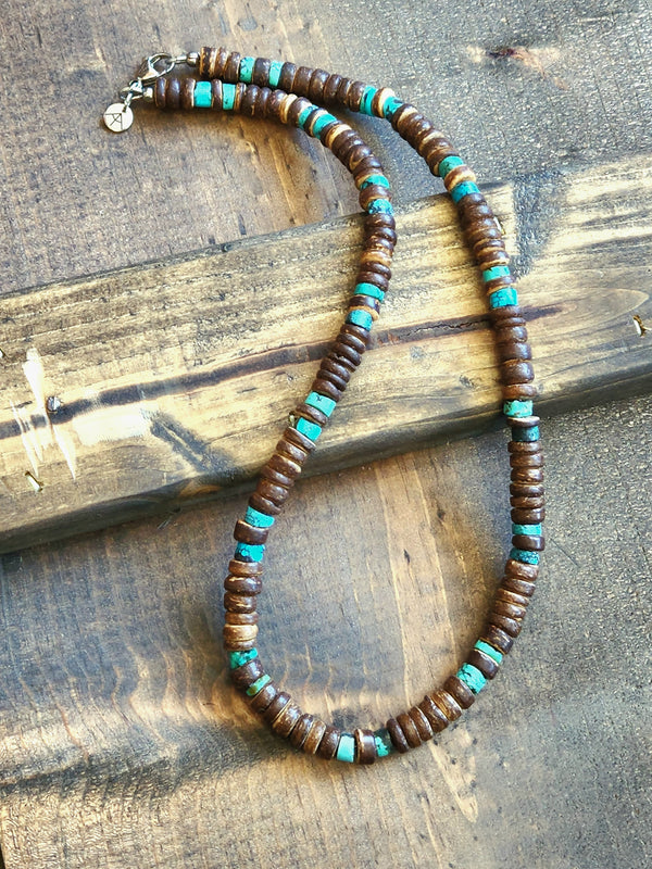 Men's Beaded Necklace - Tribal Turquoise.