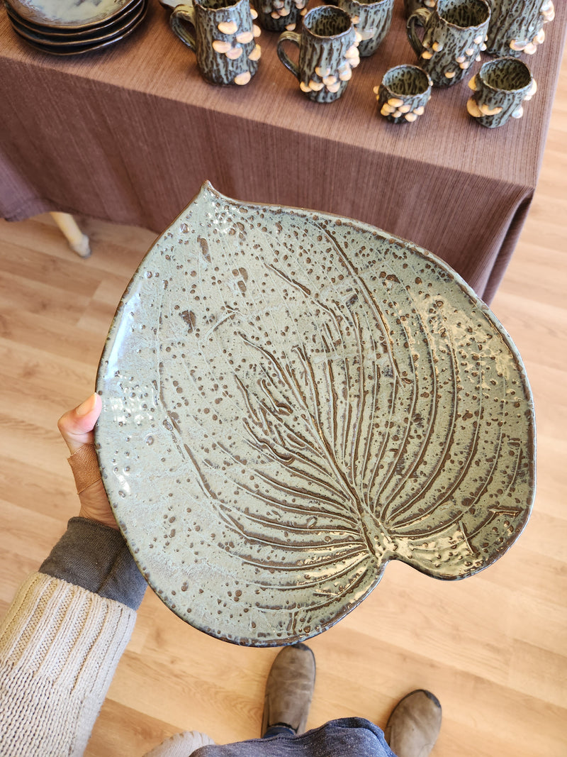 Hosta Leaf Pottery Platter
