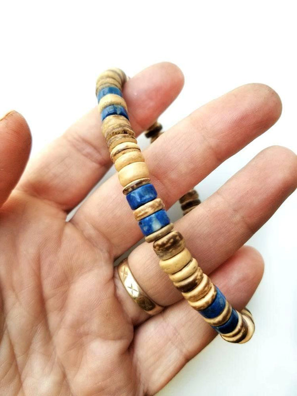 Men's necklace and bracelet set by Authentic Men - Tribal Lapis