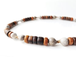 Men's necklace with home grown seeds by Jenny Hoople of Authentic Arts
