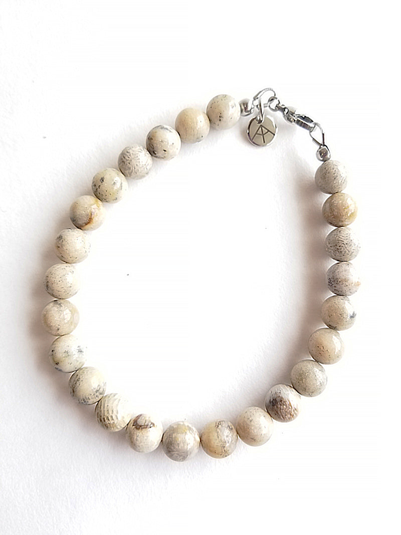 Men's Beaded Bracelet - Fossil Coral Beads
