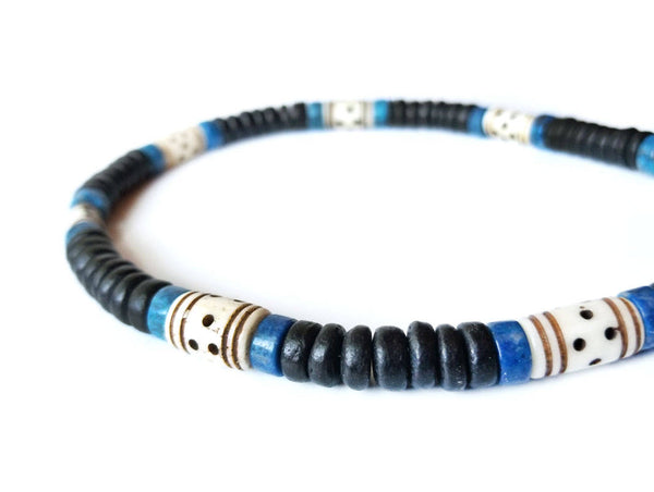 Men's Beaded Necklace - Blue Morocco