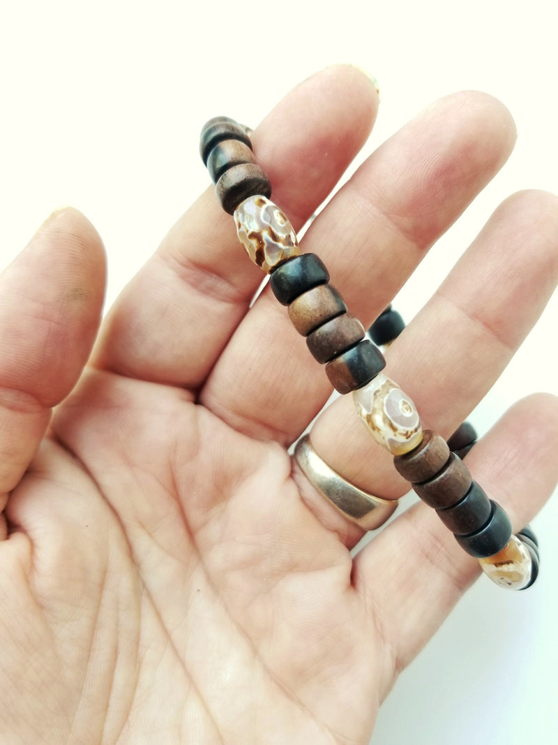 Men's Beaded Bracelet - Tibetan Agate