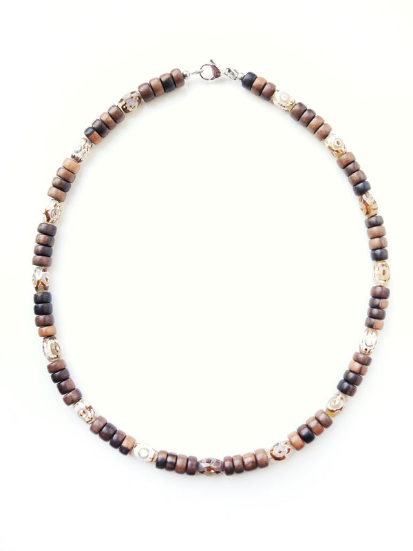 Men's Beaded Necklace - Tibetan Agate