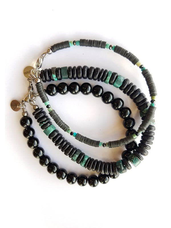 Men's Beaded Bracelet Collection - Midnight Turquoise