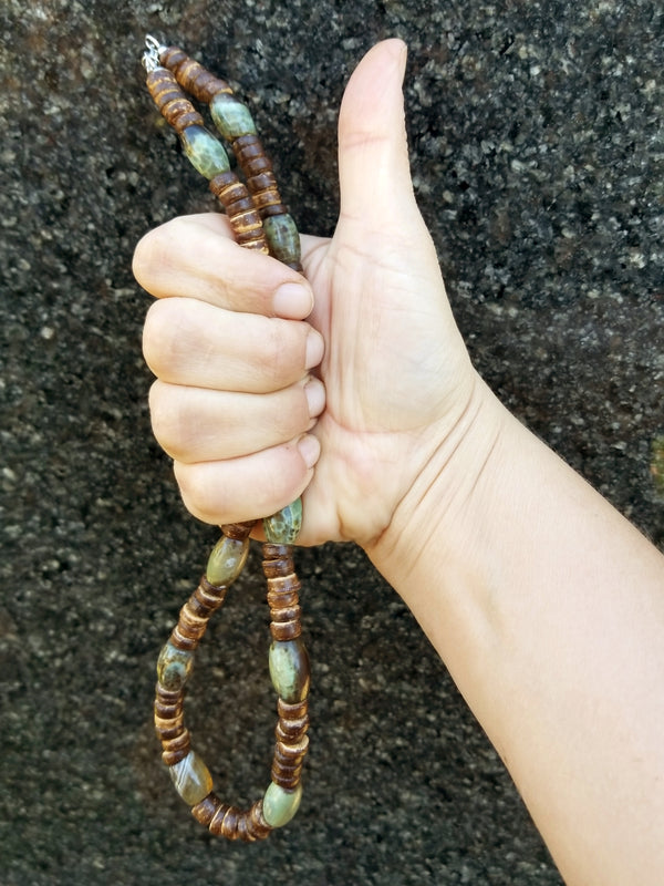 Men's Beaded Necklace - Mossy Log