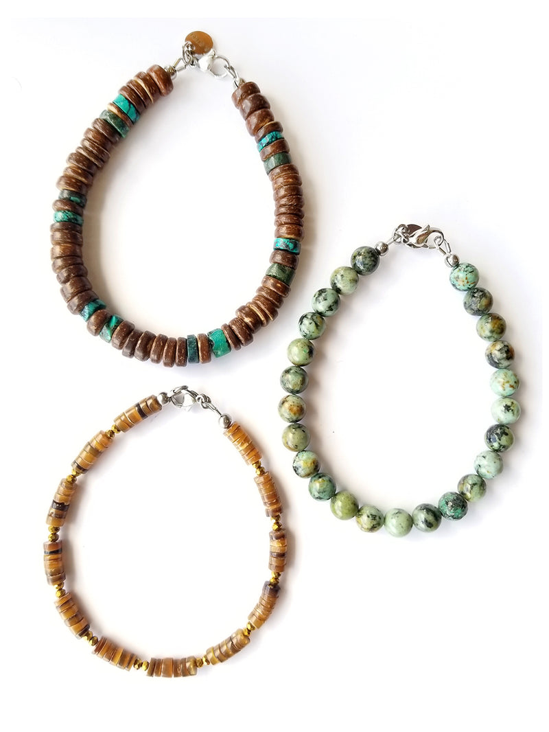 Men's Beaded Bracelet Collection - Tribal Turquoise