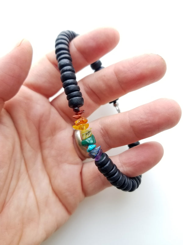 Men's Beaded Bracelet - Wooden Rainbow