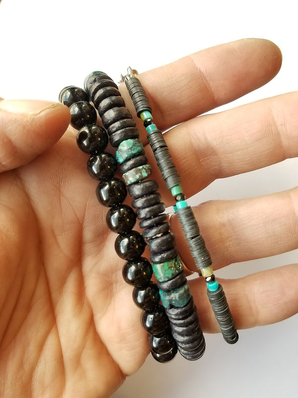 Men's Beaded Bracelet Collection - Midnight Turquoise