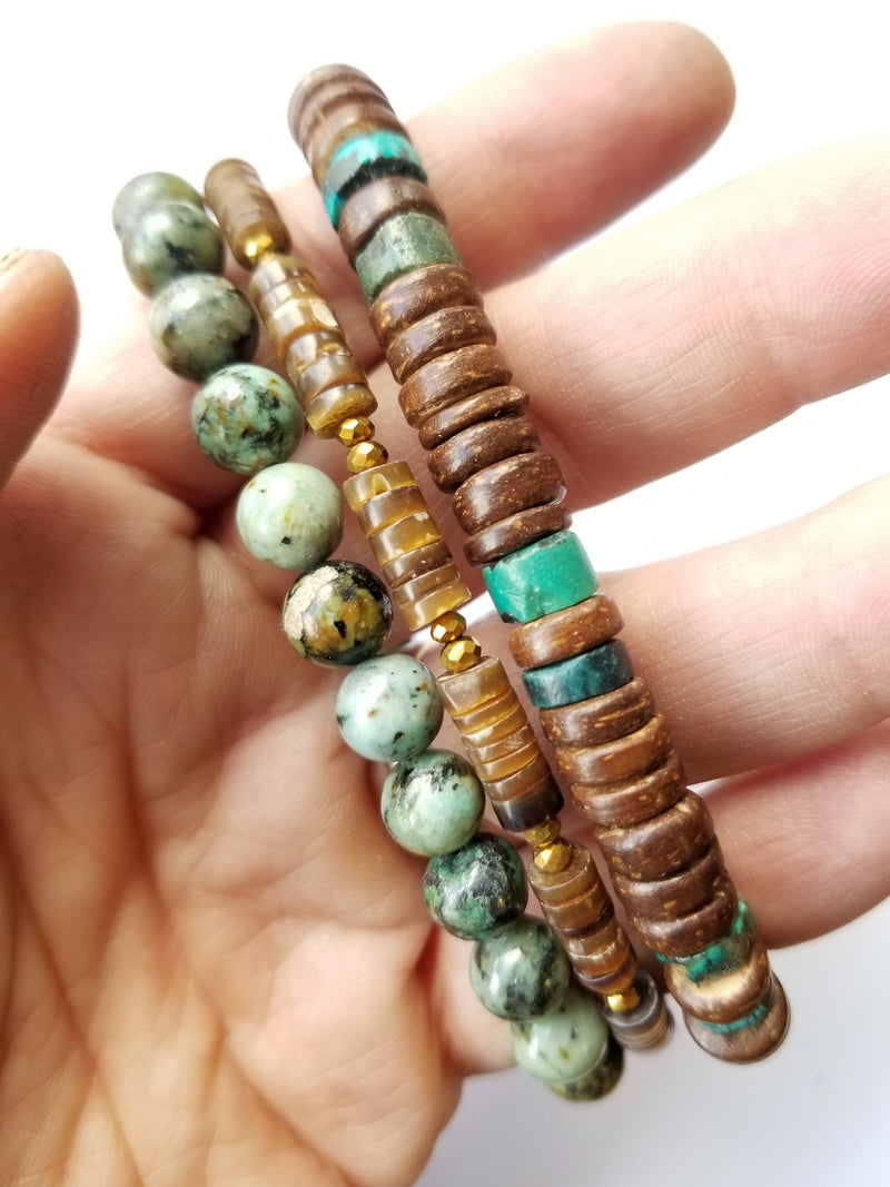 Men's Beaded Bracelet - African Turquoise Beads