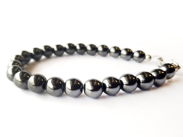 Men's Beaded Bracelet - Magnetic Hematite Beads